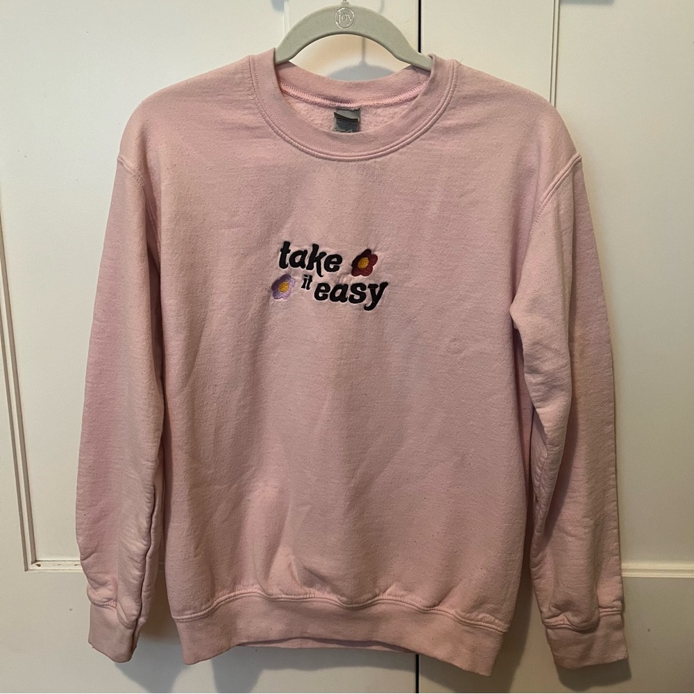 Take It Easy Pink Crewneck Sweatshirt